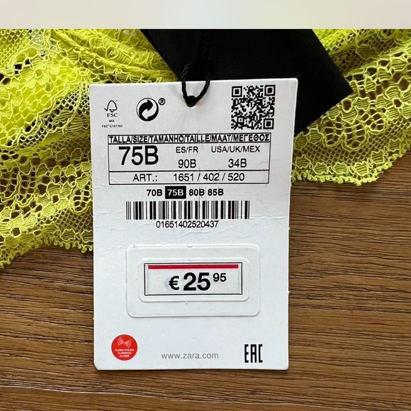 Zara Lace Underwire Bra 34B NWT Green - Picture 3 of 3